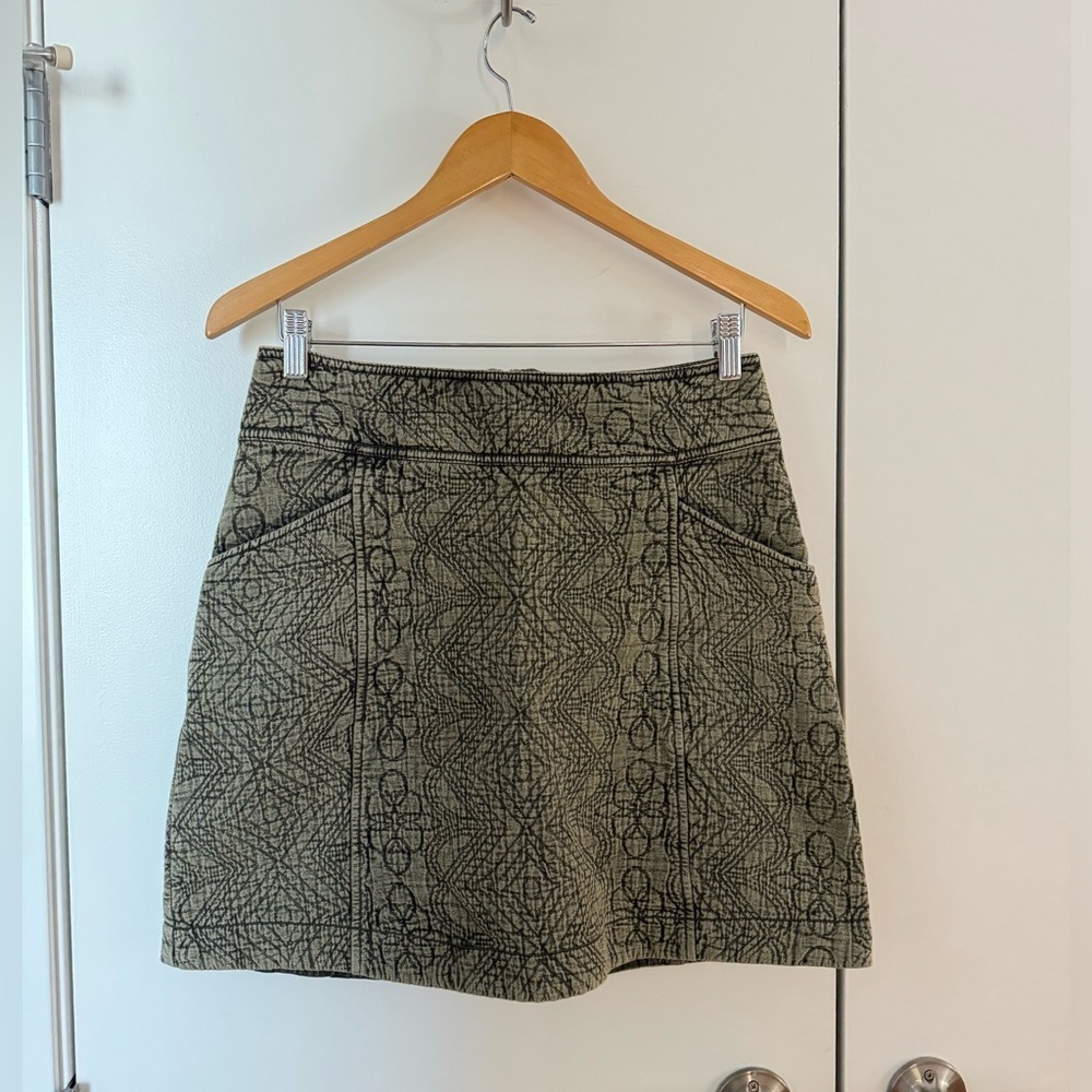 Anthropologie Pilcro A-Line Skirt Women's Mini Cotton Quilted Back Zip